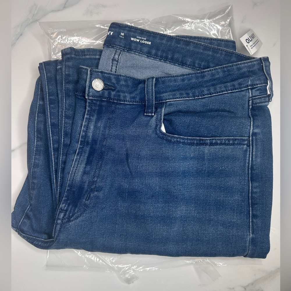 NWT Old Navy High Rise Wow Loose Jean, Sz 16 Tall , Medium Wash Jeans - Picture 8 of 12